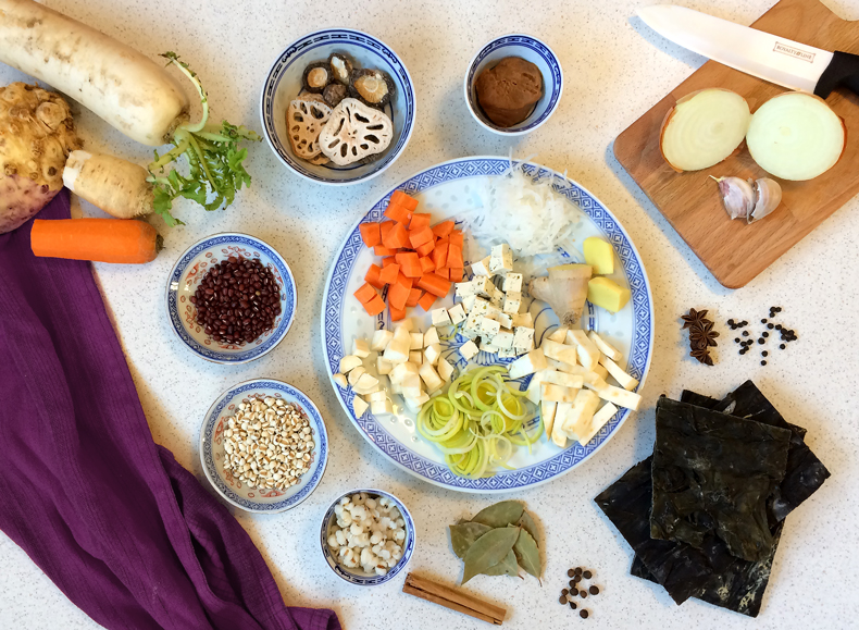 Suroviny na vegetariánský vývar z fazolí a obilovin Suroviny na vegetariánský vývar z fazolí a obilovin